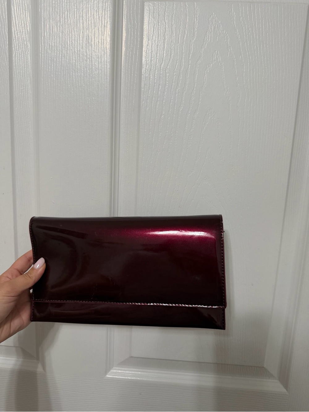 Steve Madden Patent Gloss Burgundy Clutch